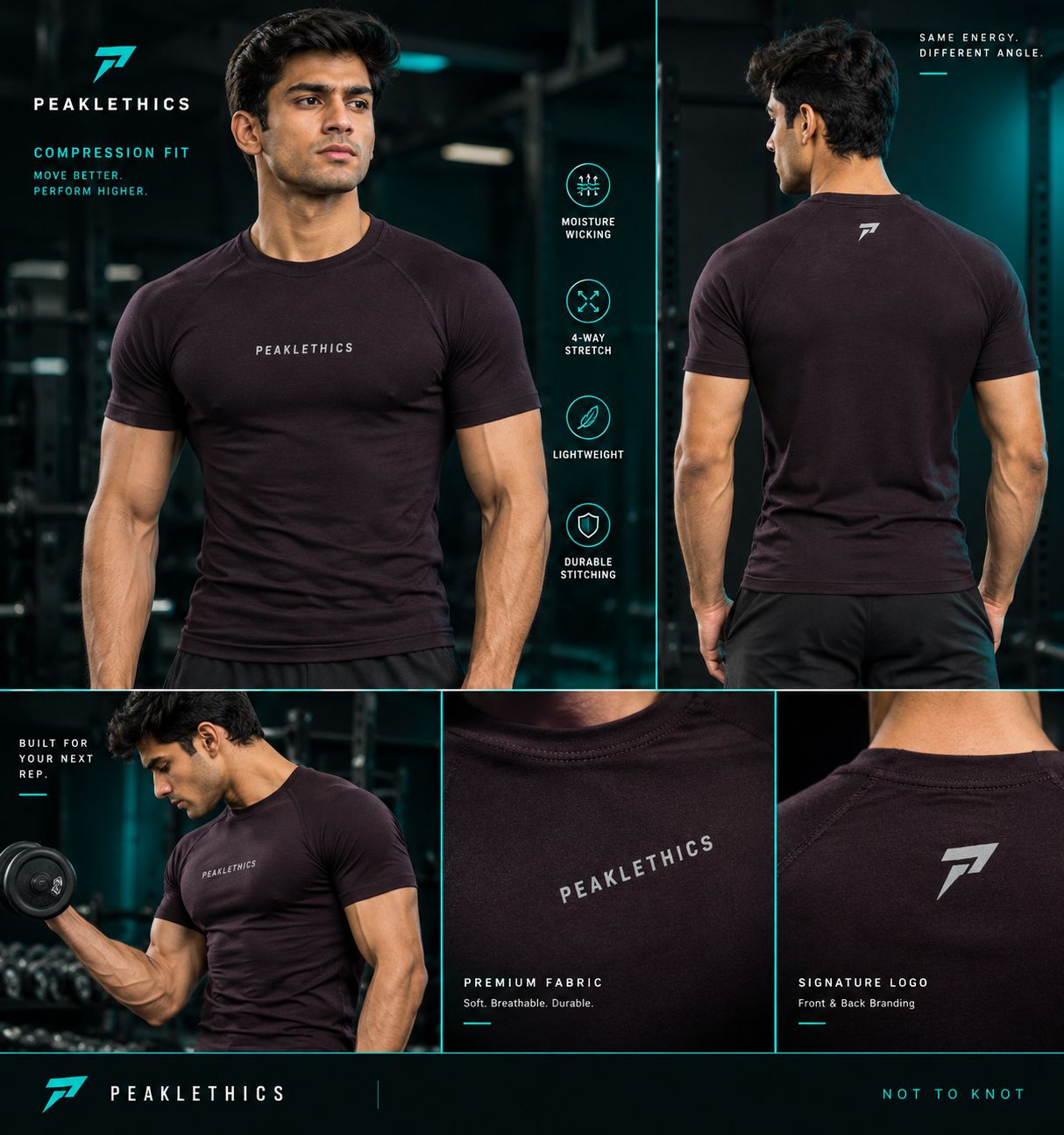 Peaklethics DarkMerlot CoreFlex Lycra Compression T-Shirt thumbnail 5