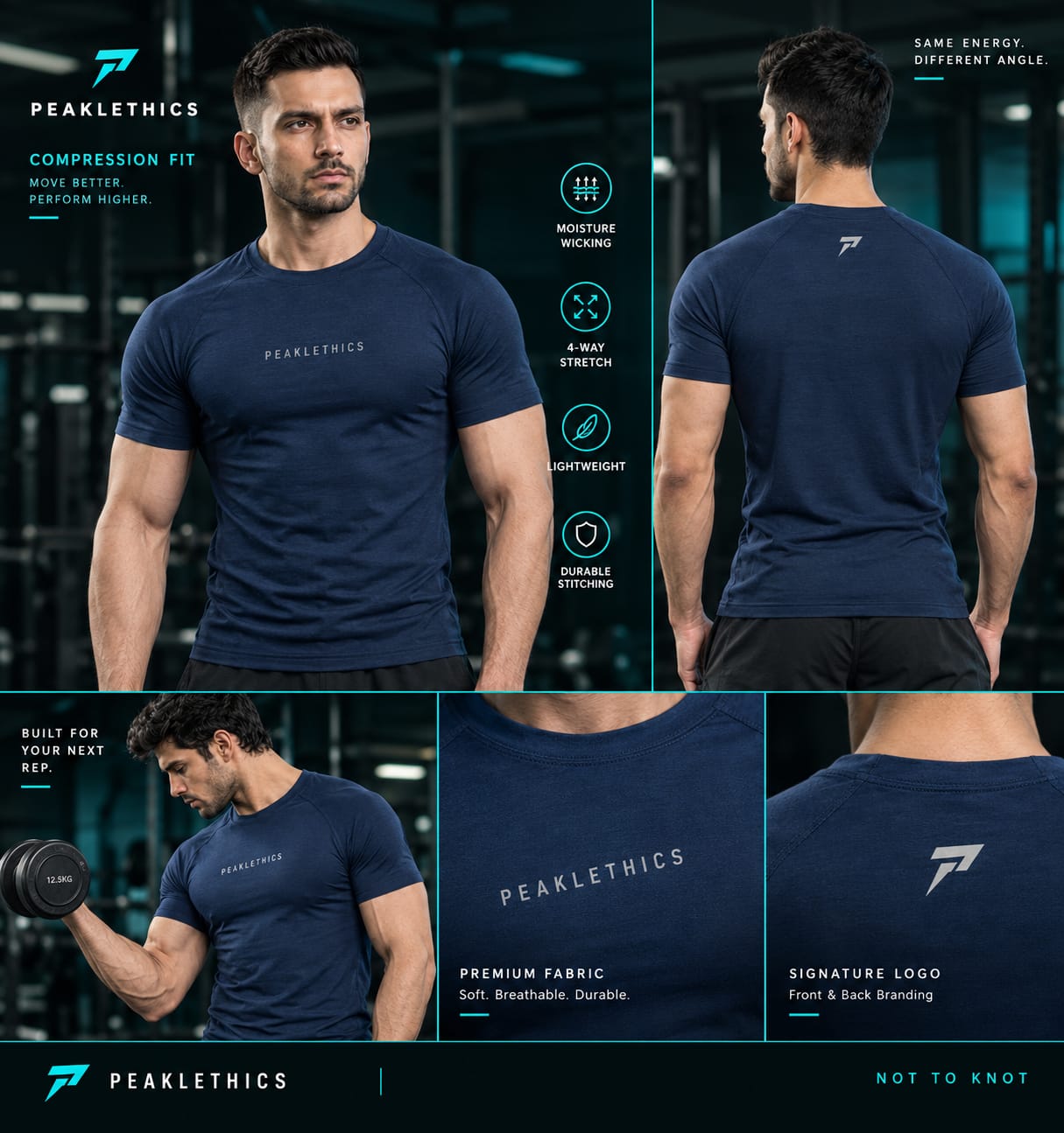 Peaklethics MidNight Airforce CoreFlex Lycra Compression T-Shirt thumbnail 5